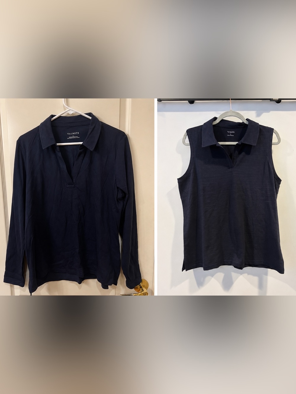 Talbots Navy Long-Sleeve and Tank Top Collared Polo - 2 Pieces Tops Included